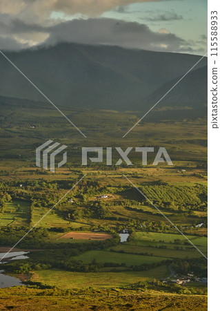 ireland bog land cloudy valley  ireland bog land cloudy valley  115588933