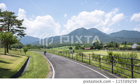 清新的綠意與初夏的騎乘形象（蒜山高原） 115589259
