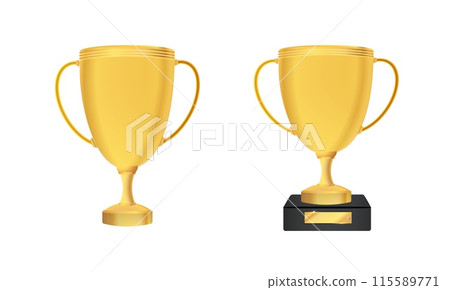 Winner cup isolated. Golden trophy on a transparent background. Vector illustration. 115589771