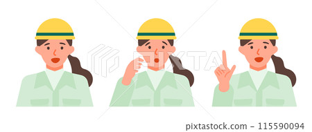 Illustration of a woman in work clothes solving a problem Problem solving Illustration of a woman in work clothes solving a problem Problem solving 115590094