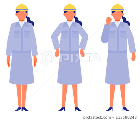 Illustration of a woman in work clothes solving a problem Problem solving Illustration of a woman in work clothes solving a problem Problem solving 115590248