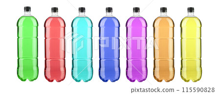 Energy drinks with different flavors isolated on white background.  115590828