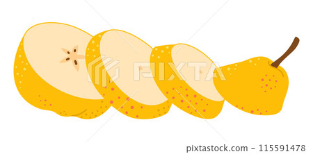 Cut ripe yellow pear cartoon icon. Hand drawn cartoon trendy flat style Cut ripe yellow pear cartoon icon. Hand drawn cartoon trendy flat style 115591478
