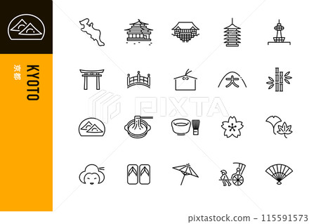 Simple Kyoto line icon Simple Kyoto line icon 115591573
