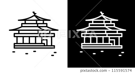 簡單的金閣寺線描圖標 115591574