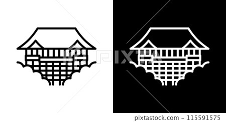 簡單的清水寺線描圖標 115591575