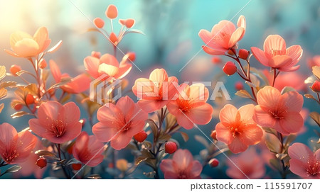 Flowers, leaves and plants are presented in soft colors and pastels. The concept is to stay connected with nature. Flowers, leaves and plants are presented in soft colors and pastels. The concept is to stay connected with nature. 115591707