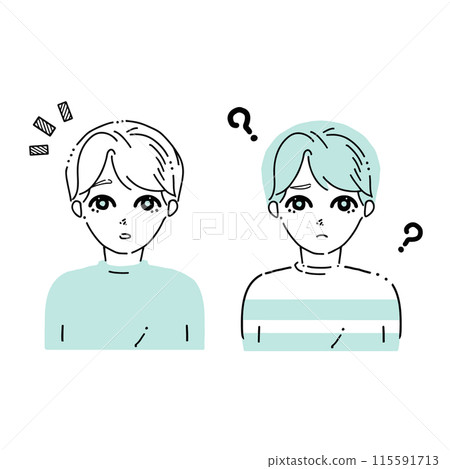 Illustration set of a thinking man and an understanding man Illustration set of a thinking man and an understanding man 115591713