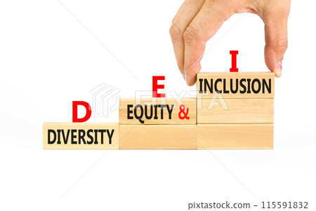 DEI diversity equity and inclusion symbol. Concept words DEI diversity equity and inclusion on blocks. Beautiful white background. Business DEI diversity equity and inclusion concept. Copy space. DEI diversity equity and inclusion symbol. Concept words DEI diversity equity and inclusion on blocks. Beautiful white background. Business DEI diversity equity and inclusion concept. Copy space. 115591832