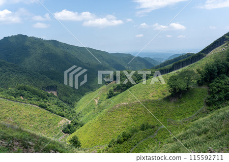 View of the mountain path from Mt. Bonoori to Mt. Kuroyama, Mt. Iwatakeishi, and Mt. Sodake View of the mountain path from Mt. Bonoori to Mt. Kuroyama, Mt. Iwatakeishi, and Mt. Sodake 115592711