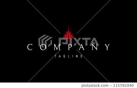 A vector red logo featuring an abstract image something resembling a cross between an airplane and a drone. 115592840