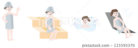 享受桑拿的婦女插圖集 115593370
