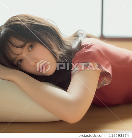 一個女人躺在床上 一個女人躺在床上 115593374