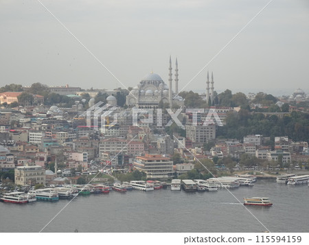 View of the old city of Istanbul from Galata Tower, Türkiye, Galata Kulesi, Istanbul 115594159