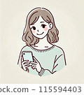 A lovely smiling woman looking at her smartphone with joy 115594403