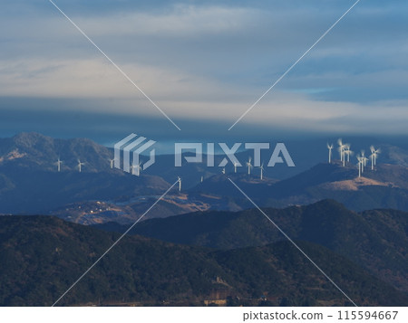 Wind power generation illuminated in the morning 115594667