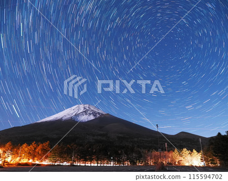 Mt. Fuji and the starry sky as seen from Mizugazuka Park Mt. Fuji and the starry sky as seen from Mizugazuka Park 115594702
