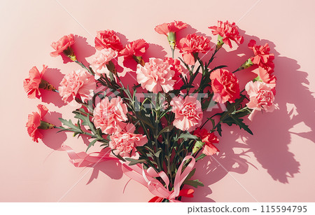 康乃馨和絲帶的母親節形象 115594795