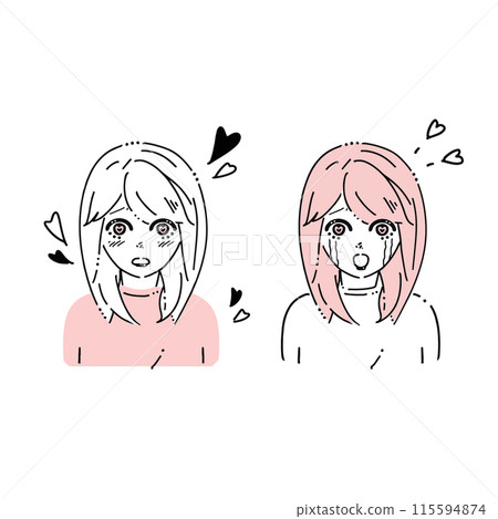 Illustration set of a woman crying tears of joy 115594874