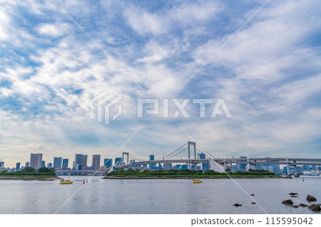 (Tokyo) Rainbow Bridge seen from Odaiba Seaside Park 115595042