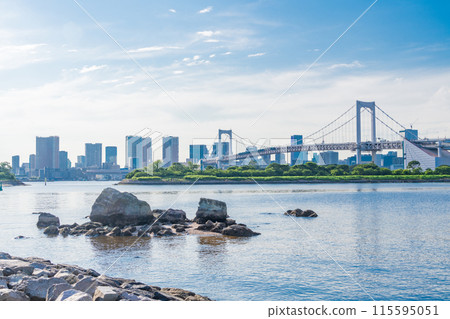 (Tokyo) Rainbow Bridge seen from Odaiba Seaside Park (Tokyo) Rainbow Bridge seen from Odaiba Seaside Park 115595051