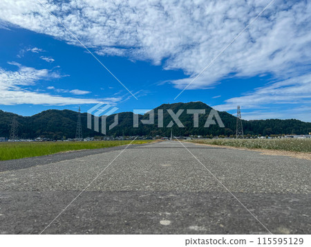 福井縣武生市鄉村道路和天空的風景 福井縣武生市鄉村道路和天空的風景 115595129