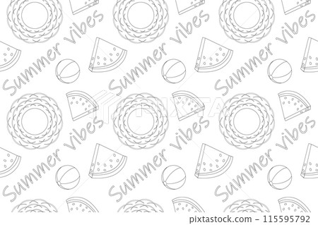 Summer pattern with sunshine, watermelon and balls Summer pattern with sunshine, watermelon and balls 115595792