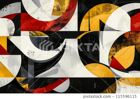 Bold and Graphic Abstract Design With Vivid Colors and Dynamic Shapes 115596115