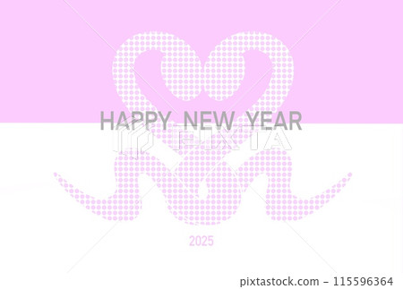 2025 年時尚新年賀卡，插圖為蛇形成心形，蛇年，粉紅色 115596364