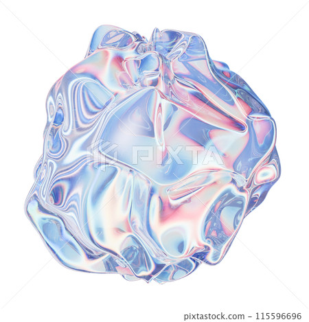 3D transparent crystal wave sphere, futuristic transparent holographic glossy biologic object.  115596696