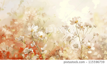 白花水彩背景插畫 115596739