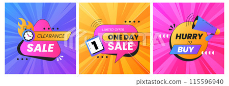 Last time offer banner, sale promo covers or discount promotion posters for shopping 115596940