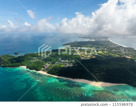 Boracay Island surrounded by blue sea. Blue sky and clouds. Philippines. Boracay Island surrounded by blue sea. Blue sky and clouds. Philippines. 115596978