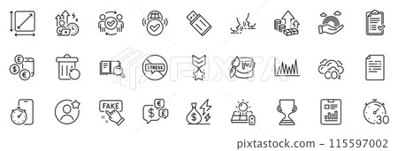 Icons pack as Winner medal, Usb flash and Difficult stress line icons for app include Award cup, Timer, Square area outline thin icon web set. Currency rate, Money currency, Brush pictogram. Vector Icons pack as Winner medal, Usb flash and Difficult stress line icons for app include Award cup, Timer, Square area outline thin icon web set. Currency rate, Money currency, Brush pictogram. Vector 115597002