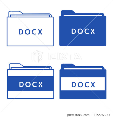檔案副檔名 DOCX 圖示集 4 種類型 檔案副檔名 DOCX 圖示集 4 種類型 115597244