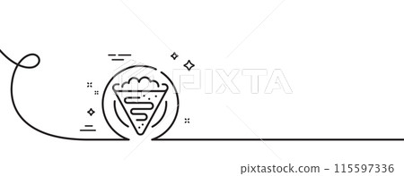 Crepe line icon. Continuous one line with curl. Pancake on plate sign. Sweet dessert food symbol. Crepe single outline ribbon. Loop curve pattern. Vector Crepe line icon. Continuous one line with curl. Pancake on plate sign. Sweet dessert food symbol. Crepe single outline ribbon. Loop curve pattern. Vector 115597336