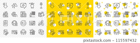 Outline Currency exchange, Help and Project deadline line icons pack for web with Diesel station, Floor lamp, Seo shopping line icon. Change money, Lightning bolt. Yellow design with 3d stars. Vector Outline Currency exchange, Help and Project deadline line icons pack for web with Diesel station, Floor lamp, Seo shopping line icon. Change money, Lightning bolt. Yellow design with 3d stars. Vector 115597432