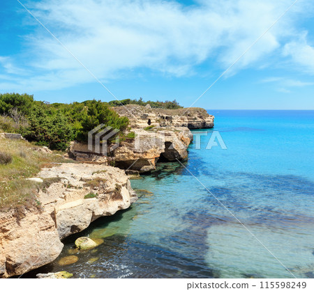 Roca Vecchia Archaeological Area sea coast, Italy 115598249