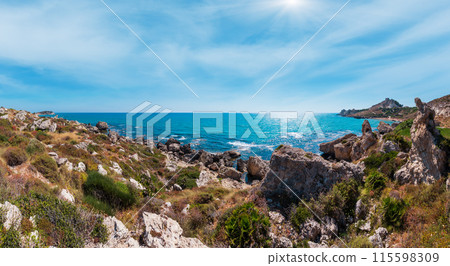 Sea beach near Rocca di San Nicola, Agrigento, Sicily, Italy Sea beach near Rocca di San Nicola, Agrigento, Sicily, Italy 115598309