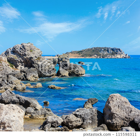 Sea beach near Rocca di San Nicola, Agrigento, Sicily, Italy 115598311