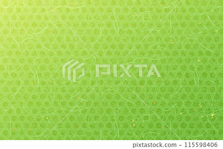 Seamless Japanese pattern, gold leaf pattern on washi paper. Vivid green. Seamless Japanese pattern, gold leaf pattern on washi paper. Vivid green. 115598406