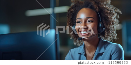 african black woman call center customer support with headset african black woman call center customer support with headset 115599353
