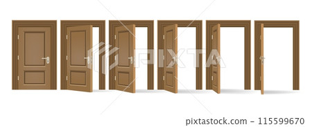 Oak door open and closed 115599670