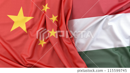 China and hungary flags background 115599745