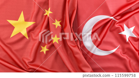 Flags of China and Turkey. 3D Rendering 115599758