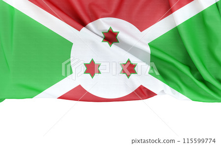 Flag of Burundi isolated on white background with copy space below. 3D rendering 115599774