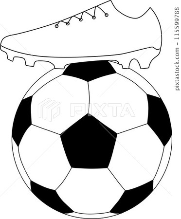 Soccer ball with shoes set icons. Vector stock illustration isolated on white background for design template football game and championship. Editable stroke line. EPS10 Soccer ball with shoes set icons. Vector stock illustration isolated on white background for design template football game and championship. Editable stroke line. EPS10 115599788