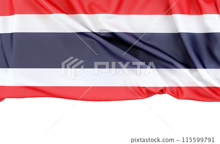 Flag of Thailand isolated on white background with copy space below. 3D rendering 115599791
