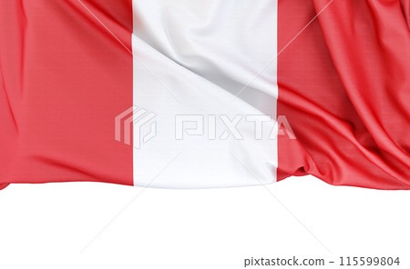 Flag of Peru isolated on white background with copy space below. 3D rendering Flag of Peru isolated on white background with copy space below. 3D rendering 115599804