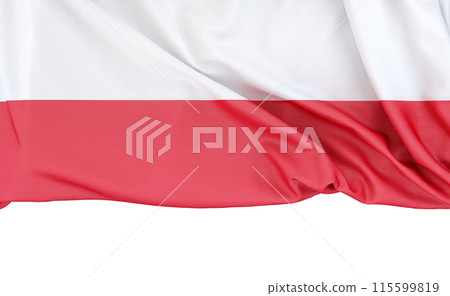 Flag of Poland isolated on white background with copy space below. 3D rendering 115599819